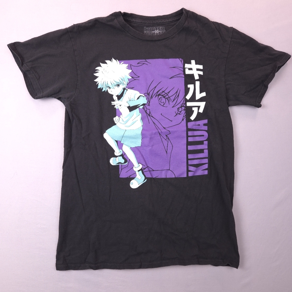 Hunter X Hunter Killua Anime Graphic T-Shirtโ Mens S Black Short Sleeve